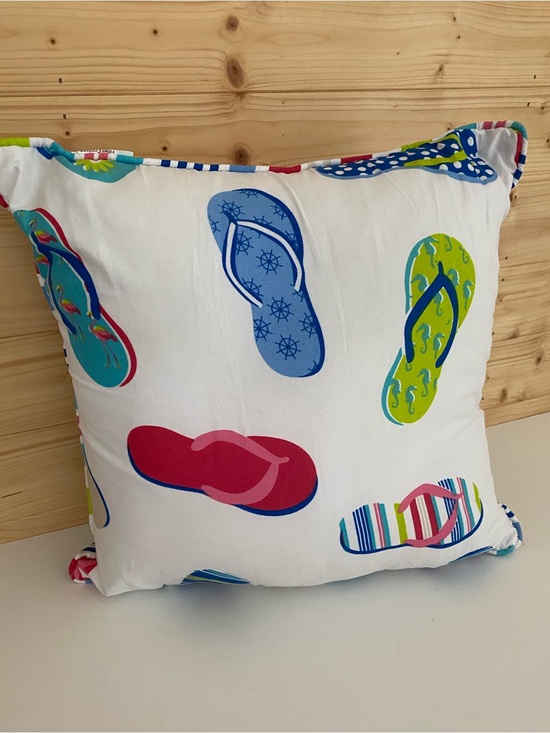 Other - Colorful Flip Flop Throw Pillow Striped Back Coastal Beach Decor Accent Pillow